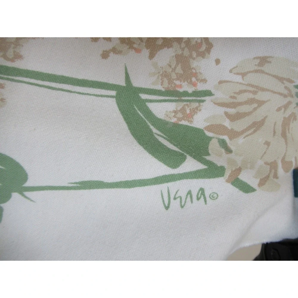 Vintage Vera Neumann Tablecloth Round Butterfly Floral Print Cotton 85
